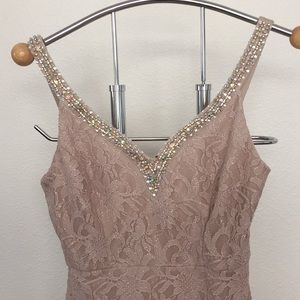 Beige Sparkle City Triangles Prom/Evening Gown